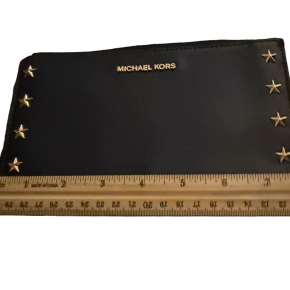 Michael Kors Leather Studded Medium Wristlet Wallet Dark Blue with Stars. - Picture 5 of 14